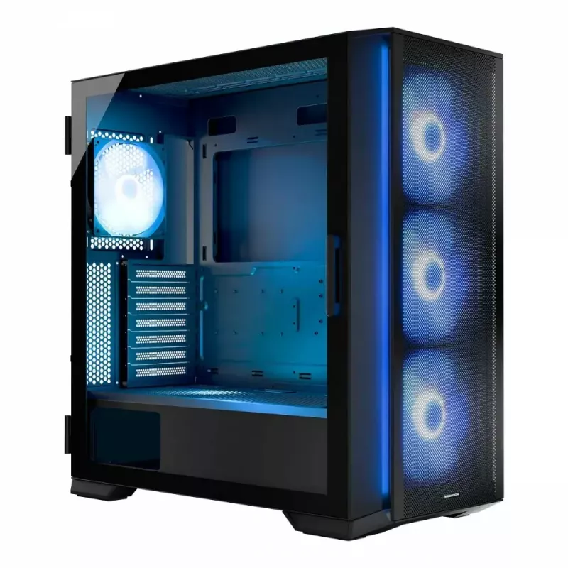Caixa de PC MODECOM Horizon ARGB FLOW MIDI preto — suporte E-ATX, vidro temperado, ARGB, USB-C, GPU máx. 400 mm