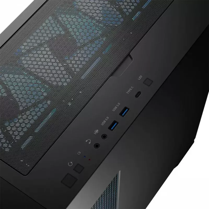 Caixa de PC MODECOM Horizon ARGB FLOW MIDI preto — suporte E-ATX, vidro temperado, ARGB, USB-C, GPU máx. 400 mm