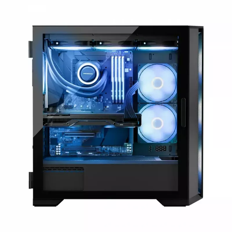 Caixa de PC MODECOM Horizon ARGB FLOW MIDI preto — suporte E-ATX, vidro temperado, ARGB, USB-C, GPU máx. 400 mm