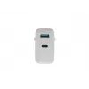 Carregador de CA com fios para dispositivos móveis NATEC NUC-2142, USB-C PD 3.0 + USB-A, 5–20 V até 3 A, 45 W, branco