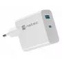 Carregador de CA com fios para dispositivos móveis NATEC NUC-2142, USB-C PD 3.0 + USB-A, 5–20 V até 3 A, 45 W, branco