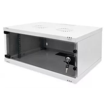 Armário de parede DIGITUS 4U - SOHO não montado 241x540x400 mm, porta frontal em vidro, cinzento