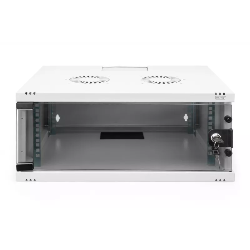 Armário de parede DIGITUS 4U - SOHO não montado 241x540x400 mm, porta frontal em vidro, cinzento