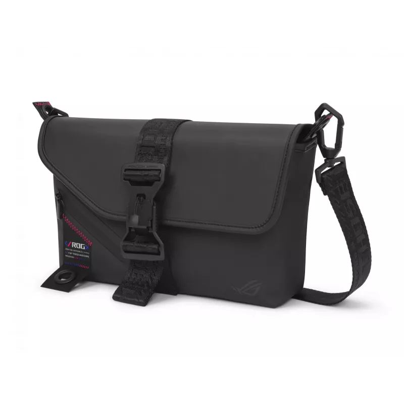 Mala de ombro ASUS ROG SLASH Sling Bag 2.0, poliéster, poliuretano (PU), poliuretano termoplástico (TPU), preto, azul, rosa, unissexo