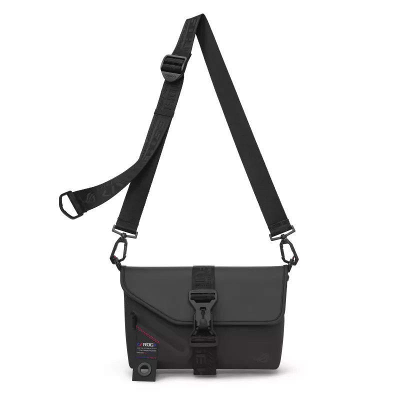 Mala de ombro ASUS ROG SLASH Sling Bag 2.0, poliéster, poliuretano (PU), poliuretano termoplástico (TPU), preto, azul, rosa, unissexo