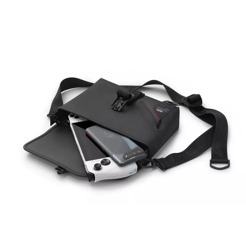 Mala de ombro ASUS ROG SLASH Sling Bag 2.0, poliéster, poliuretano (PU), poliuretano termoplástico (TPU), preto, azul, rosa, unissexo