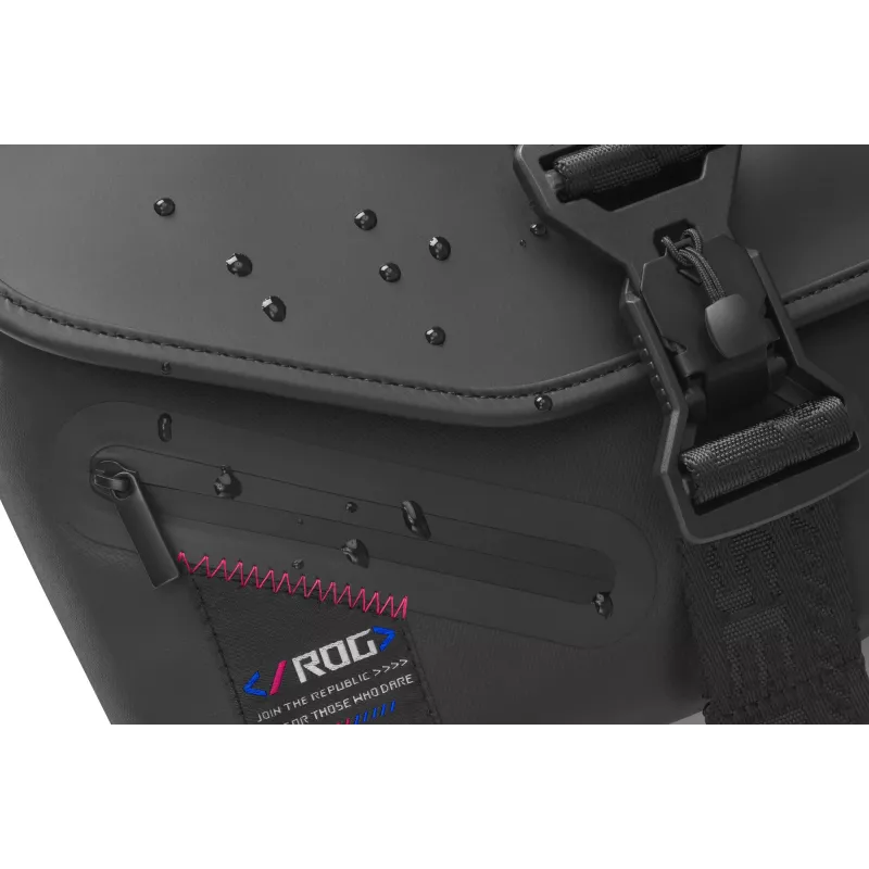 Mala de ombro ASUS ROG SLASH Sling Bag 2.0, poliéster, poliuretano (PU), poliuretano termoplástico (TPU), preto, azul, rosa, unissexo