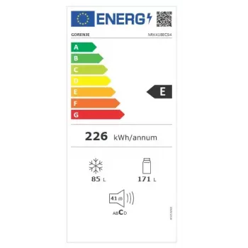 Combinado de frigorífico e congelador independente Gorenje NRK 418 ECS4 – 256 l de volume total, frigorífico 171 l No Frost, congelador 85 l, 41 dB, classe energética E