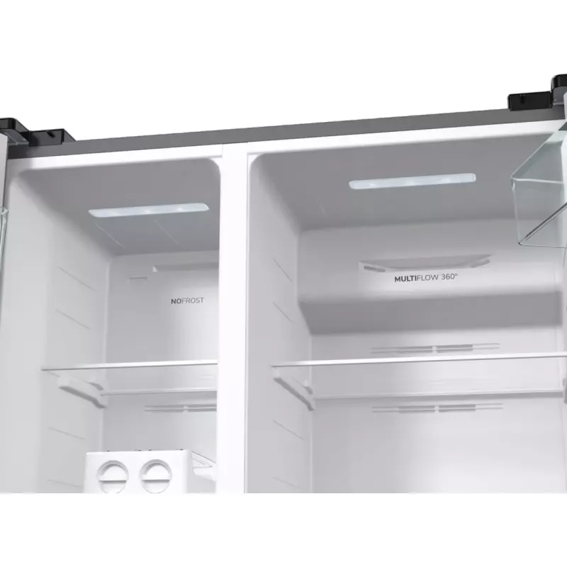 Frigorífico side-by-side Gorenje NRR9185EAXL — 550 L, independente, prateado, No Frost, máquina de gelo, visor tátil LED