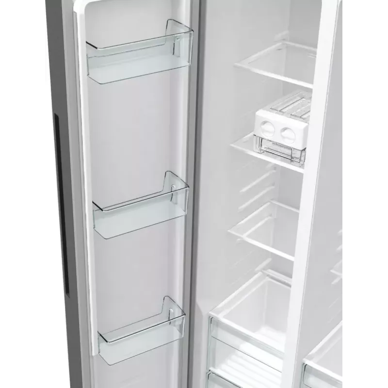 Frigorífico side-by-side Gorenje NRR9185EAXL — 550 L, independente, prateado, No Frost, máquina de gelo, visor tátil LED