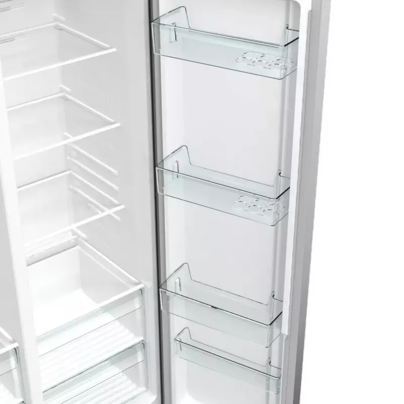 Frigorífico side-by-side Gorenje NRR9185EAXL — 550 L, independente, prateado, No Frost, máquina de gelo, visor tátil LED