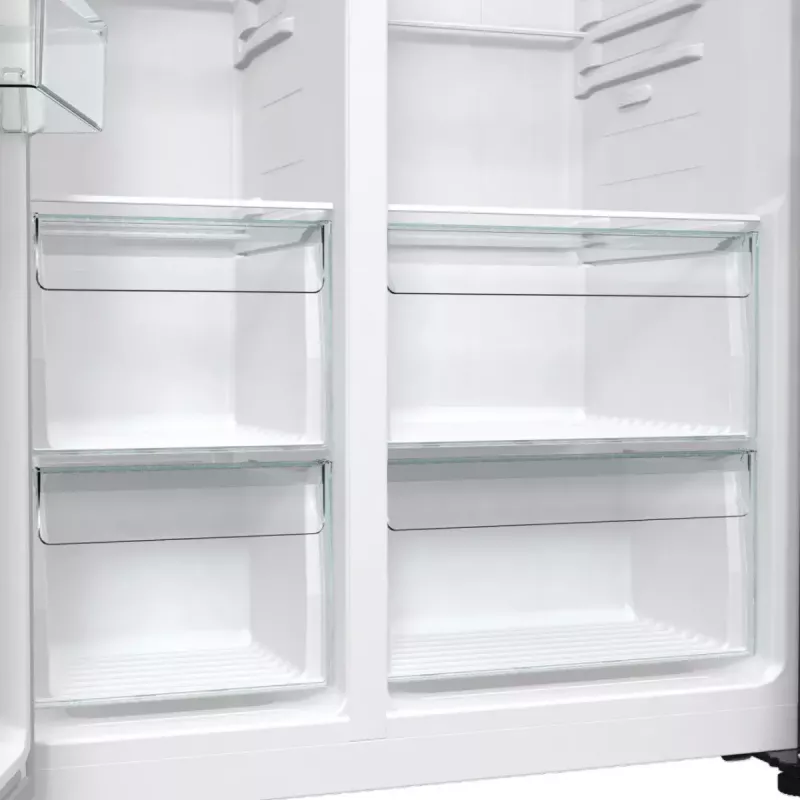 Frigorífico side-by-side Gorenje NRR9185EAXL — 550 L, independente, prateado, No Frost, máquina de gelo, visor tátil LED