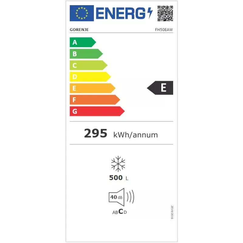Arca congeladora Gorenje FH50EAW – 500 L, independente, 84,7 cm de altura, classe de eficiência energética E, branco