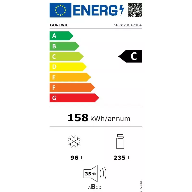 Gorenje NRK620CA2XL4 frigorífico combinado de instalação livre, congelador inferior, 331 l (235 l + 96 l), No Frost Plus, classe energética C, cinzento