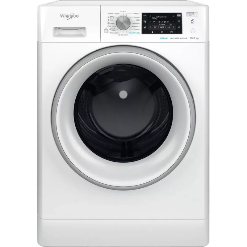 Máquina de lavar e secar roupa Whirlpool FFWDD 1076258 SV EE de instalação livre, carga frontal, branco