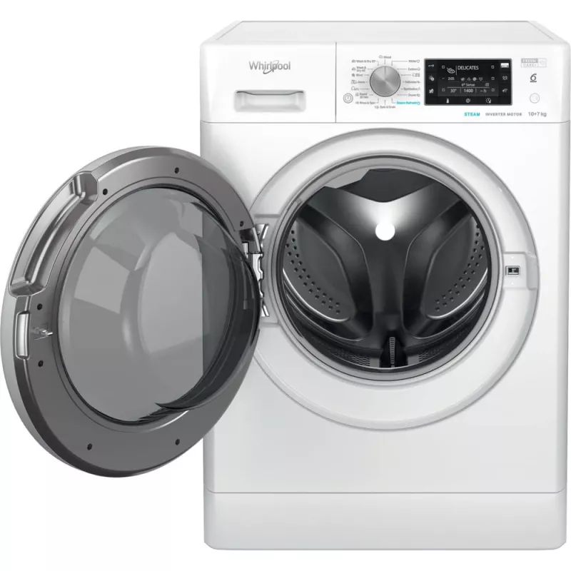 Máquina de lavar e secar roupa Whirlpool FFWDD 1076258 SV EE de instalação livre, carga frontal, branco