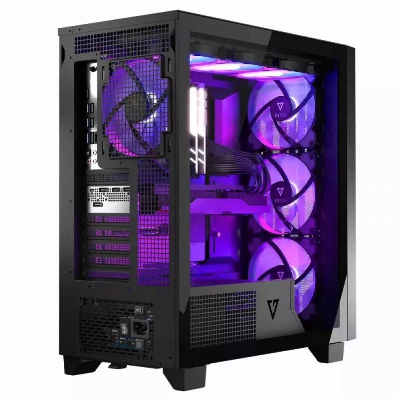 Caixa de PC MODECOM Perun Apex ARGB ATX Midi Tower, vidro temperado, USB-C, suporta ATX/Micro ATX, 3x140mm frente, 1x140mm trás
