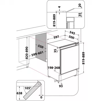 Frigorífico Whirlpool WBUL021 encastrável 144 L branco