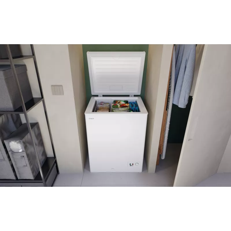 Arca congeladora CANDY CCHH 145E — 137 l de capacidade líquida, 4 estrelas, abertura à esquerda, branco