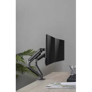 Suporte de secretária ajustável para dois monitores GEMBIRD, Space Grey
