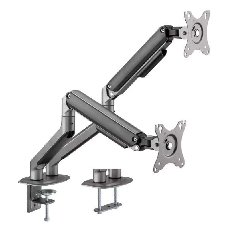 Suporte de secretária ajustável para dois monitores GEMBIRD, Space Grey