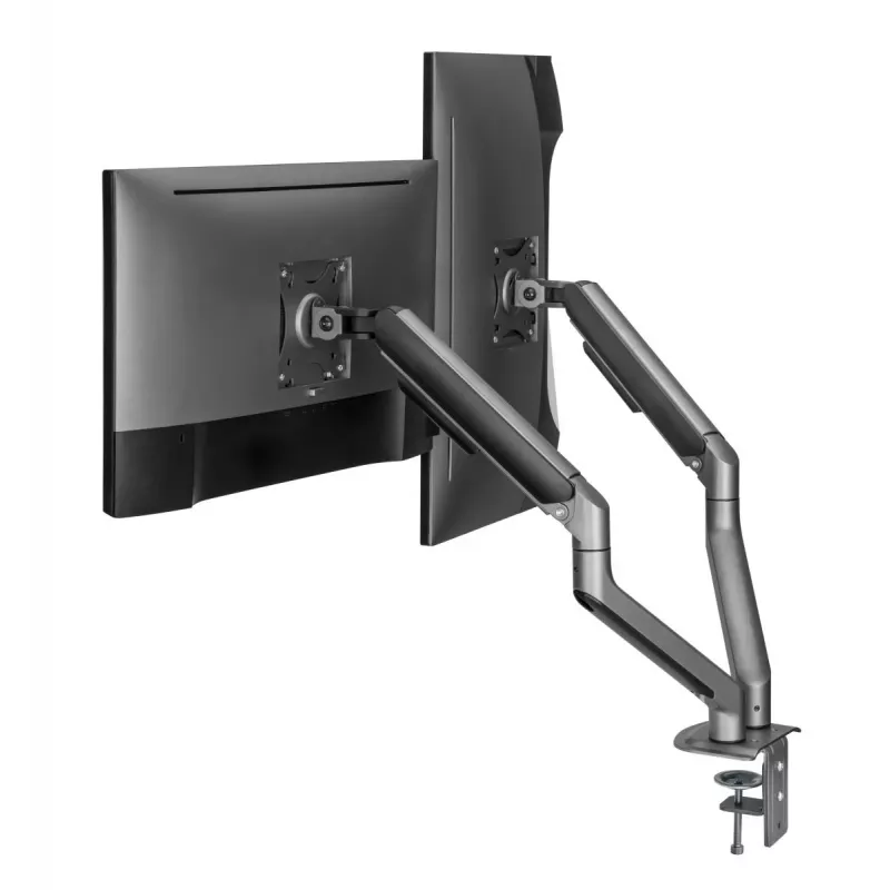 Suporte de secretária ajustável para dois monitores GEMBIRD, Space Grey
