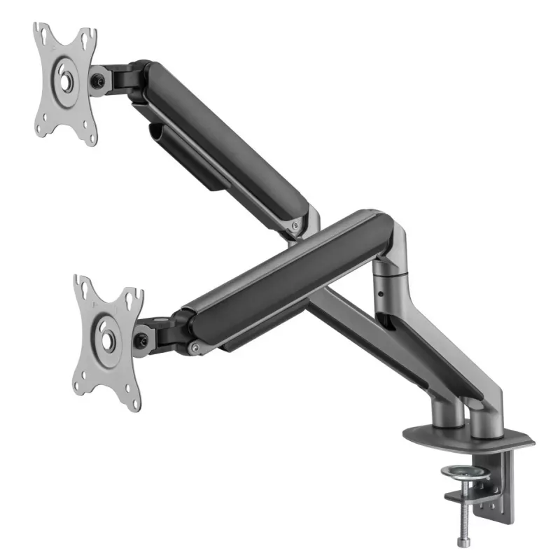 Suporte de secretária ajustável para dois monitores GEMBIRD, Space Grey