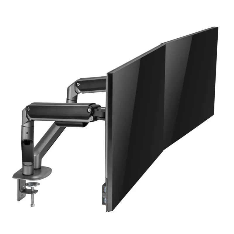 Suporte de secretária ajustável para dois monitores GEMBIRD, Space Grey