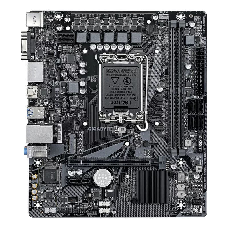 Placa-mãe GIGABYTE H610M S2H V3 DDR4 - Compatível com CPUs Intel Core 14.ª Ger., VRM digital híbrido 4+1+1, até 3200 MHz DDR4, 1x PCIe 3.0 M.2, GbE LAN, USB 3.2 Gen 1