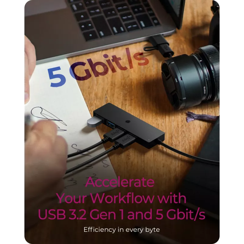 ICY BOX IB-HUB1424-C3 USB 3.2 Gen 1 (3.1 Gen 1) Type-A + Type-C 5000 Mbit/s Preto