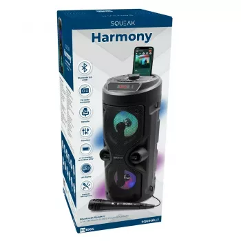 Altifalante estéreo portátil SQUEAK SQ1004 Harmony BT 5.0, 40W RMS, Bluetooth 5.0, FM, LED, bateria 8h, Preto