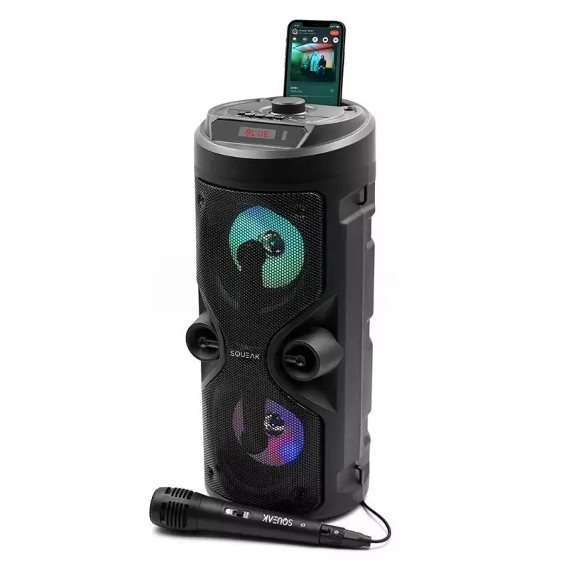 Altifalante estéreo portátil SQUEAK SQ1004 Harmony BT 5.0, 40W RMS, Bluetooth 5.0, FM, LED, bateria 8h, Preto