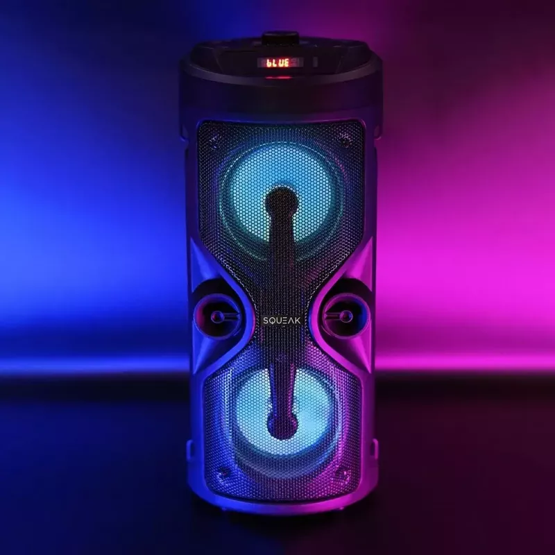 Altifalante estéreo portátil SQUEAK SQ1004 Harmony BT 5.0, 40W RMS, Bluetooth 5.0, FM, LED, bateria 8h, Preto