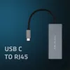 Placa de interface Qoltec 50352 RJ-45 conector fêmea USB Type-C cinzento