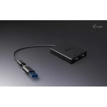 i-tec Adaptador de vídeo USB-A/USB-C Dual 4K/60 Hz HDMI, 0,27 m, USB Type-A/USB Type-C, 2 x HDMI, macho, fêmea, 3840 x 2160 píxeis