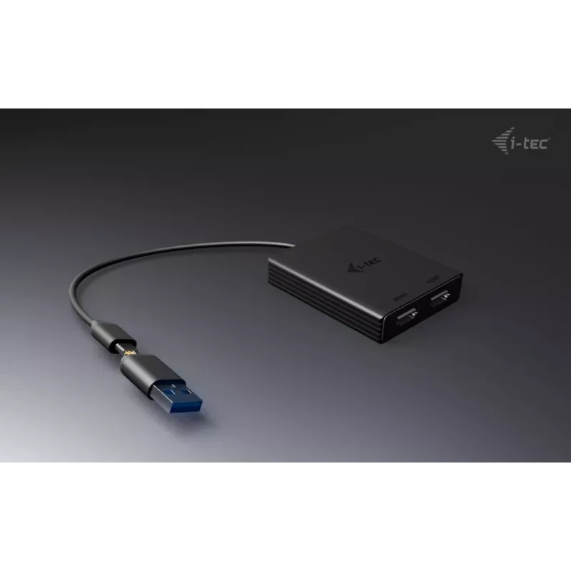Adaptador de vídeo i-tec CADUAL4KHDMI USB-A/USB-C Dual 4K/60 Hz HDMI, 2x HDMI fêmea, 0,27 m, 3840 x 2160, preto