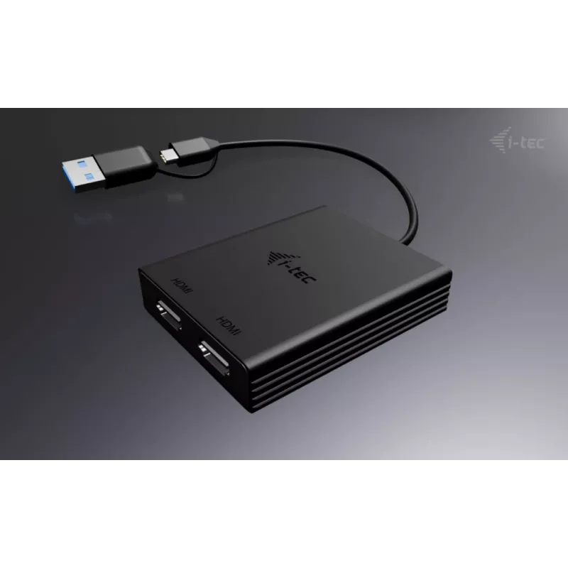 Adaptador de vídeo i-tec CADUAL4KHDMI USB-A/USB-C Dual 4K/60 Hz HDMI, 2x HDMI fêmea, 0,27 m, 3840 x 2160, preto