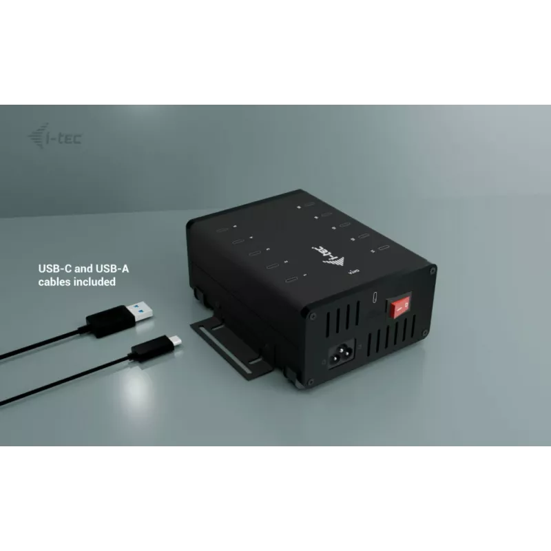 i-tec HUB de carregamento + dados em metal USB-C/USB-A, 15 W por porta, 10x USB-C