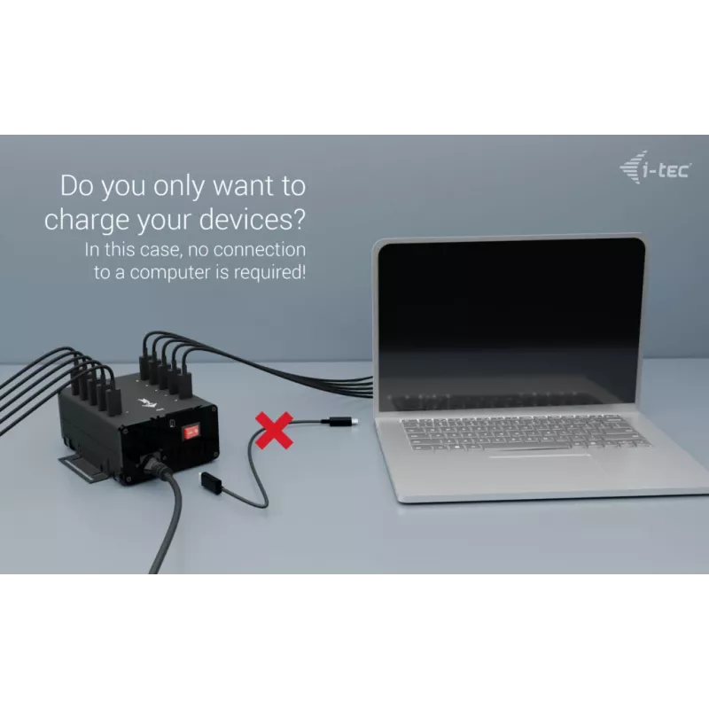 i-tec HUB de carregamento + dados em metal USB-C/USB-A, 15 W por porta, 10x USB-C