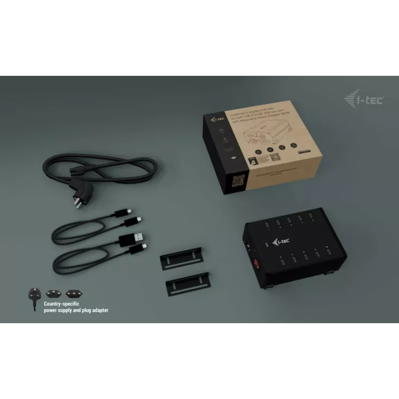 i-tec HUB de carregamento + dados em metal USB-C/USB-A, 15 W por porta, 10x USB-C