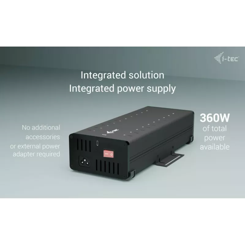 i-tec HUB metálico de carregamento + dados USB-C/USB-A, 15W por porta, 20x USB-C