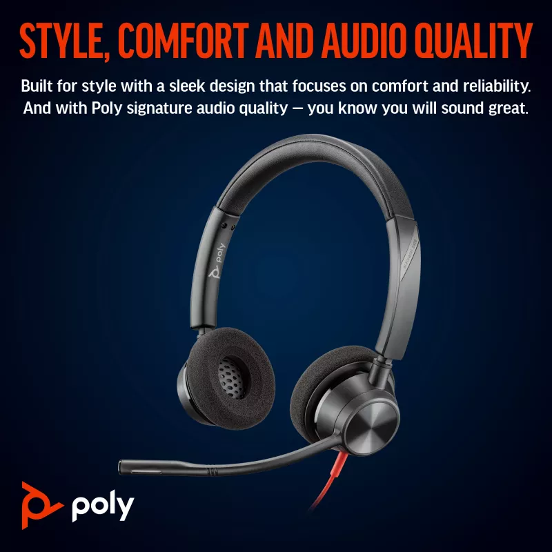 HP Poly Blackwire 3320 Headset USB-C estéreo + Adaptador USB-C/A