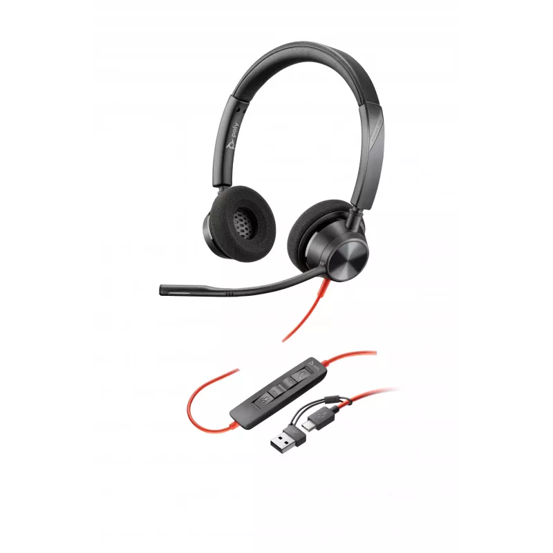 HP Poly Blackwire 3320 Headset USB-C estéreo + Adaptador USB-C/A