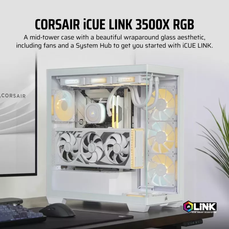 Caixa de PC CORSAIR - Icue Link 3500x RGB Mid-tower - branco