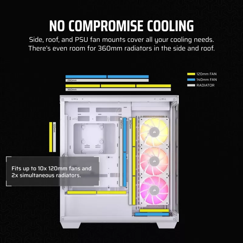 Caixa de PC CORSAIR - Icue Link 3500x RGB Mid-tower - branco