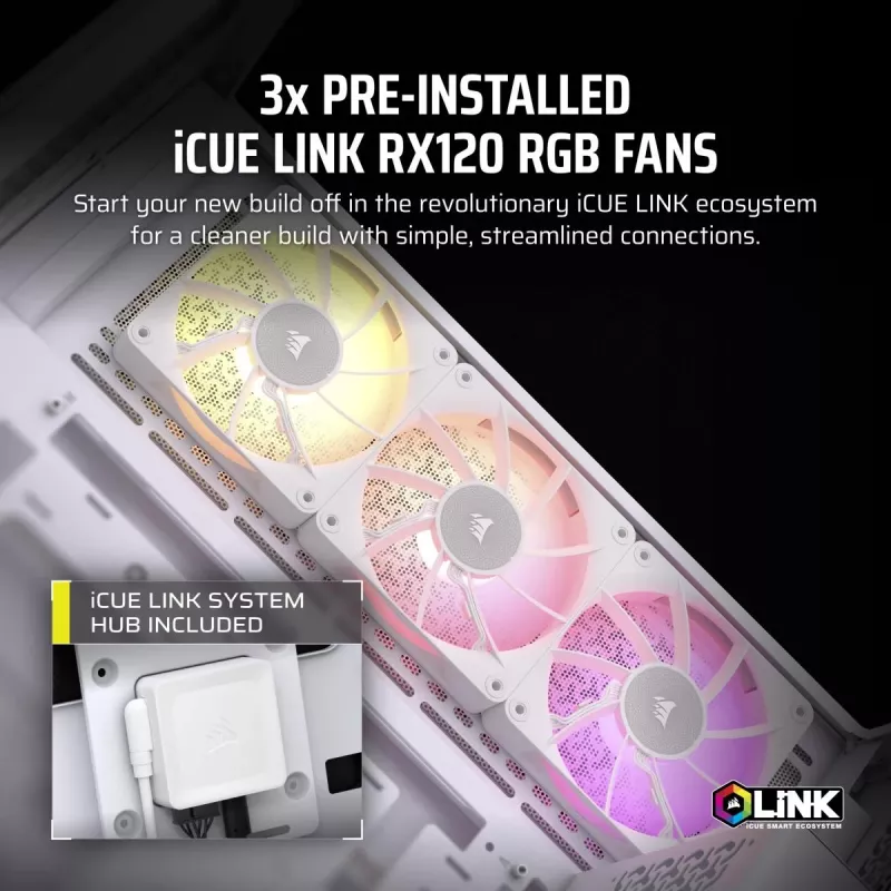 Caixa de PC CORSAIR - Icue Link 3500x RGB Mid-tower - branco