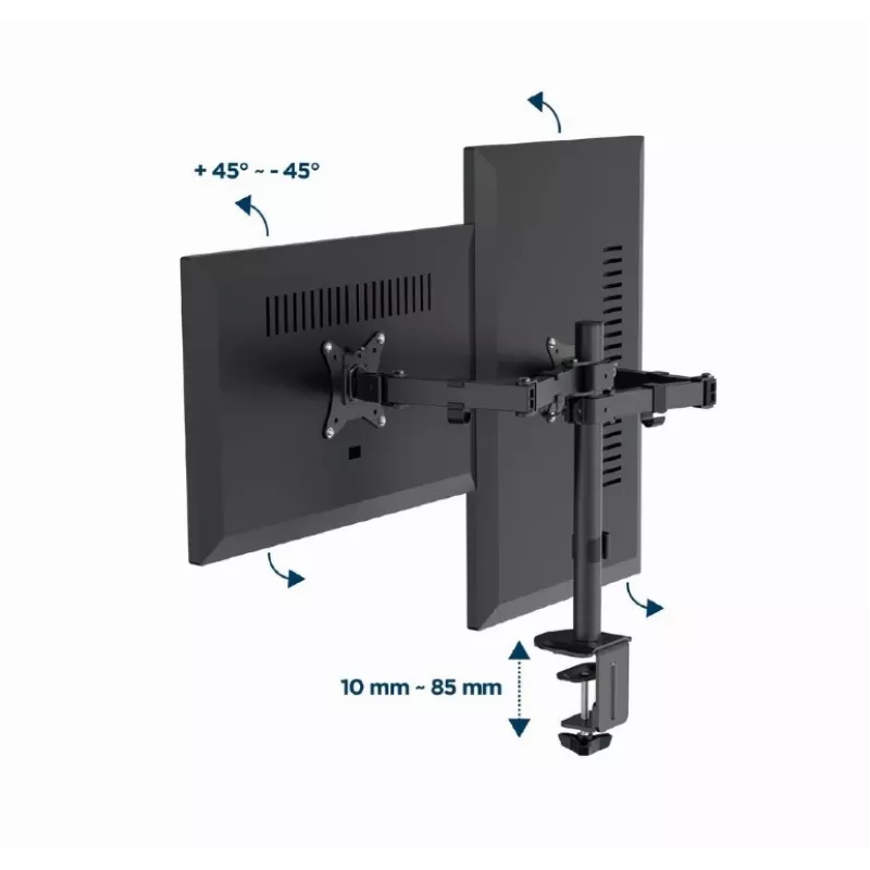 Braço de monitor duplo ajustável para secretária GEMBIRD, 17in-32in