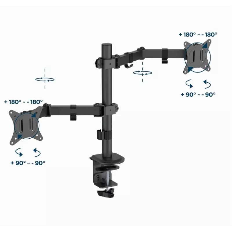 Braço de monitor duplo ajustável para secretária GEMBIRD, 17in-32in