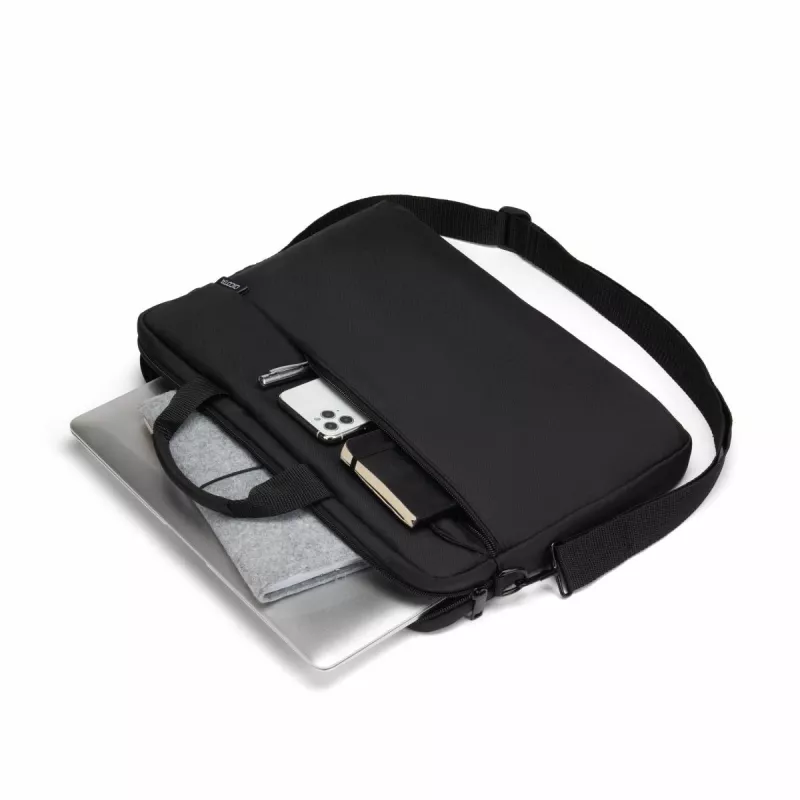 Mala fina DICOTA Case One - 14-16 polegadas para portátil - preto / poliéster PET reciclado 300d