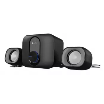 Minissistema de áudio doméstico NATEC NGL-2111 — 3 W RMS, 2 altifalantes, entrada de 3,5 mm, woofer de 7,62 cm, preto